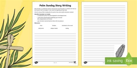 KS2 Palm Sunday Character Story Writing Worksheet