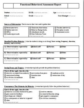 Examples of Functional Behavior Assessments 的图像结果