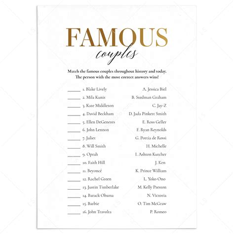 Baby Shower Games Famous Couples