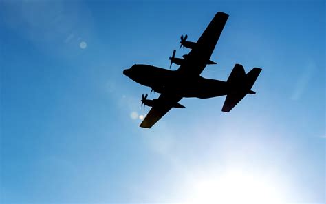 Pictures Airplane silhouettes C-130 Hercules Sky Aviation 3840x2400