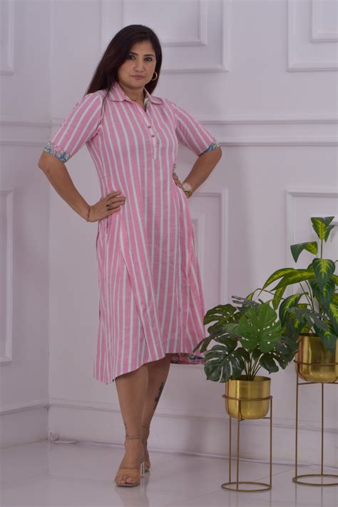 Dobby Striped Panel Dress – Asmi by Arch