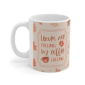 Buy Creative Pixel Store Falling Leaves Print White Mug, 325ml, Best ...
