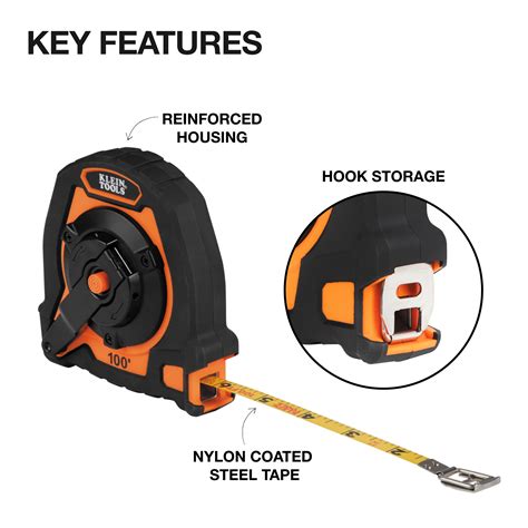 Closed Reel Long Tape Measure, 100-Foot - 94100CR | Klein Tools