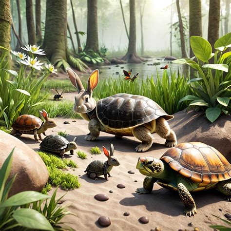 In a wilderness, you can see rabbits and turtles, ants and other ...