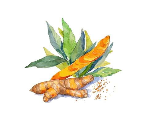 Curcuma Dessiné à La Main Aquarelle Conception D'illustration ...