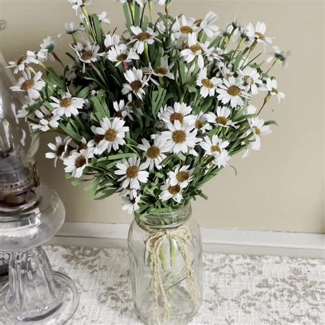 6 Bouquets Daisies Artificial Flowers Faux Silk Daisy Wildflowers ...