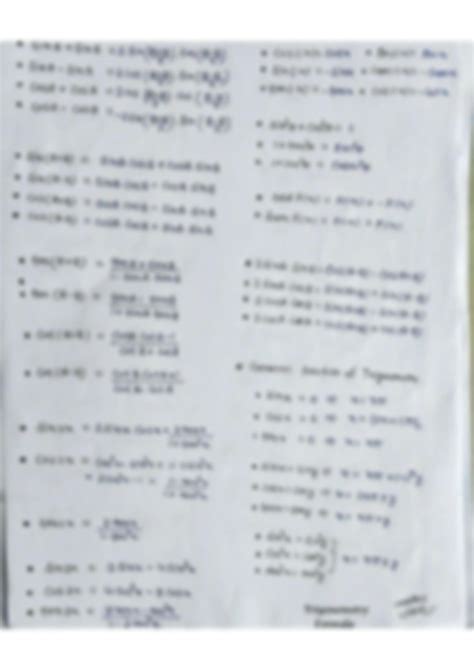 Image result for Trigonometry Formulas PDF