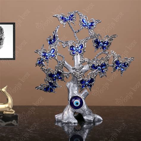 Guardian of Harmony Blue Butter fly Evil Eye Tree Amulet for Home Decor ...