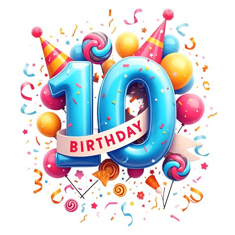 Bright 10th Birthday Party Theme Candy And Balloons, Bright 10th ...