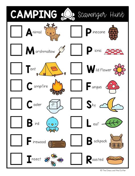 Camping Scavenger Hunt For Kids Free Printable - Kids Printables