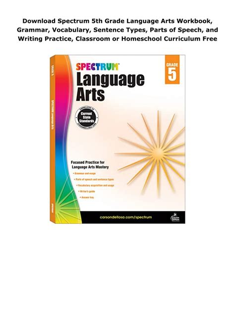Download Spectrum 5th Grade Language Arts Workbook, Grammar, Vocabulary ...