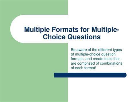 Image result for Multiple Choice Format