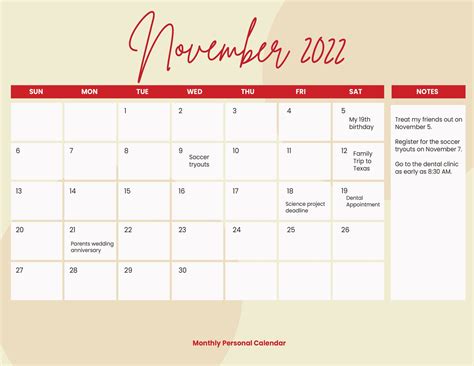 Pink November 2022 Calendar in Illustrator, Word, PSD - Download ...