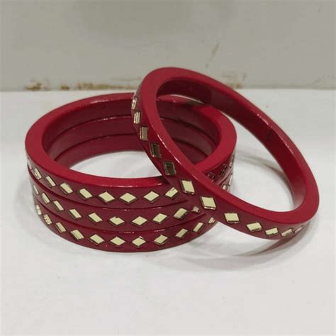 Red Bangles Golden Choki Rajasthani Lac Churi | Traditional Jewelry ...