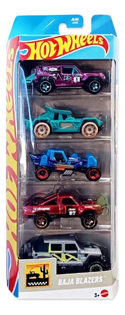 Hot Wheels Car 2025 Baja Blazers Pack of 5 (Bull Whip, 87 Dodge D100 ...