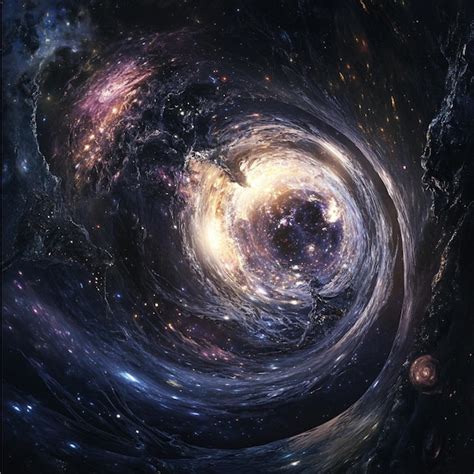 A depiction of dark matter and dark energy influencing the structure ...