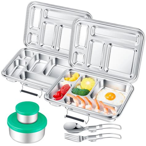 Buy Maxcheck 2 Sets Stainless Steel Lunch Box for Kids Leak Proof Bento ...