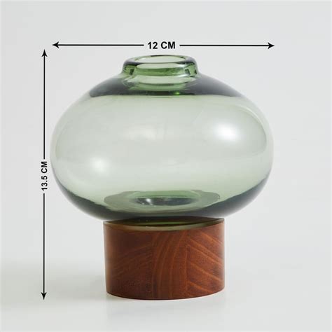 Buy Fern Living Glass Vase with Wooden Base from Home Centre at just ...