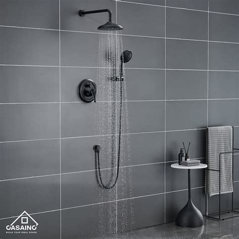CASAINC Brushed Nickel 10-in Built-In Shower Faucet System with 2-way ...