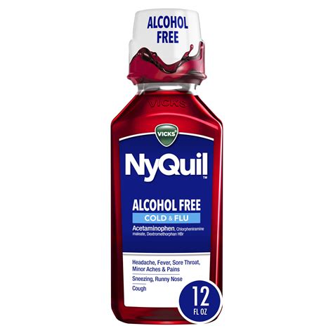 Vicks NyQuil Alcohol Free Cold, Cough & Flu Medicine, Berry, 12 fl oz ...