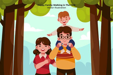 Happy Family Walking in the Park Graphic by FannanStudio · Creative Fabrica