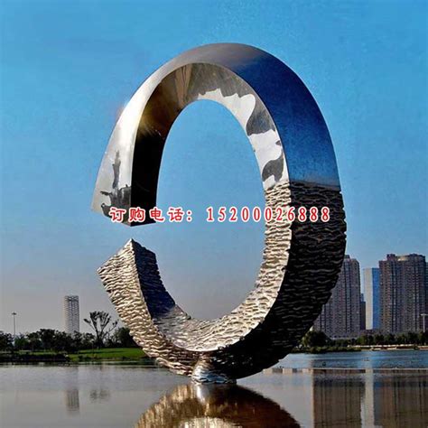 不锈钢抽象圆环雕塑 广场景观雕塑-宏通雕塑