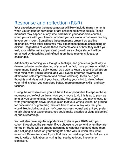 Image result for Reflection Response Example