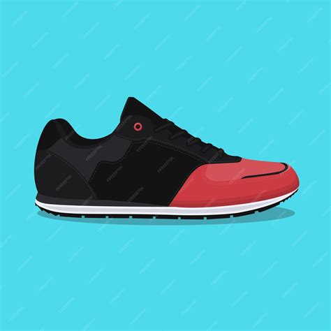 Premium Vector | Black and red shoe sneakers flat illustration