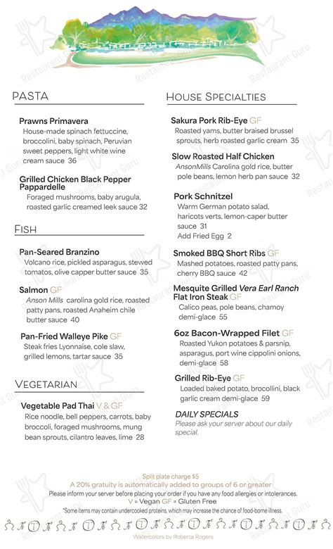 Menu at Stables Ranch Grille restaurant, Tubac, 65 Avenida de Otero