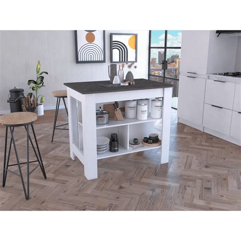 ILU FURNITURE TUHOME Cala Kitchen Island, Countertop Table, Four India ...