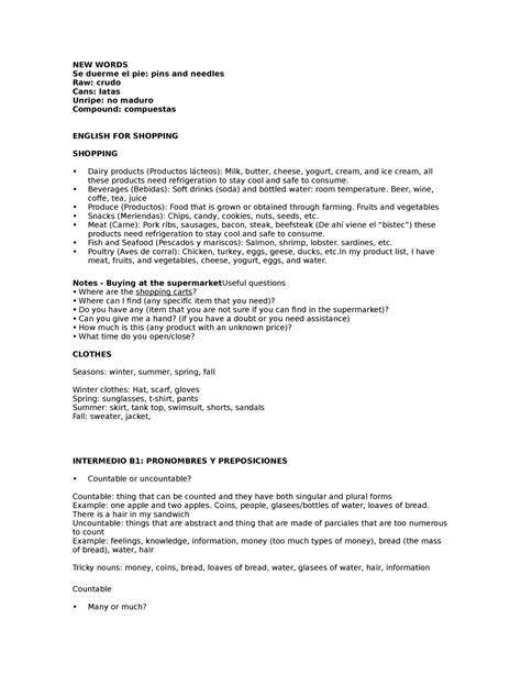 English B1 - acECXARWEXC - NEW WORDS Se duerme el pie: pins and needles ...