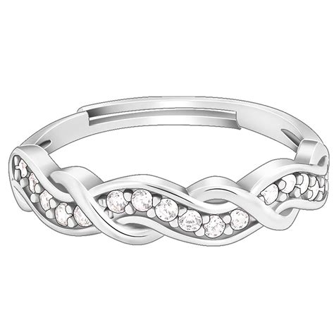 GIVA 925 Silver Zircon Winding Wave Ring, Adjustable | Gifts for Women ...