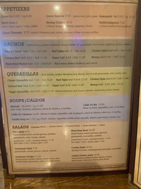 Menu at El Nuevo Mexico Restaurant, Austin
