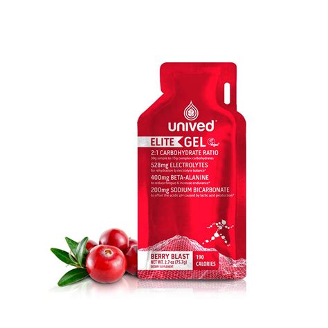 Unived Elite Gel, 2:1 Carbohydrate Ratio, 45g Carbs, Beta-Alanine ...