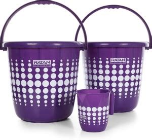 RATAN Super Saver Purple Pack of 3 Bathroom Set (Bucket, Mug ) 18 L ...