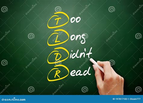 TLDR - Too Long Didn`t Read Acronym Stock Image - Image of business, definition: 197817183
