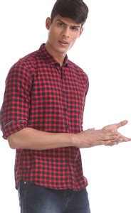 FLYING MACHINE Men Checkered Casual Red Shirt - Buy FLYING MACHINE Men ...