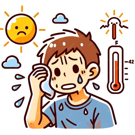 Premium Vector | Illustration of person sweating under hot sun