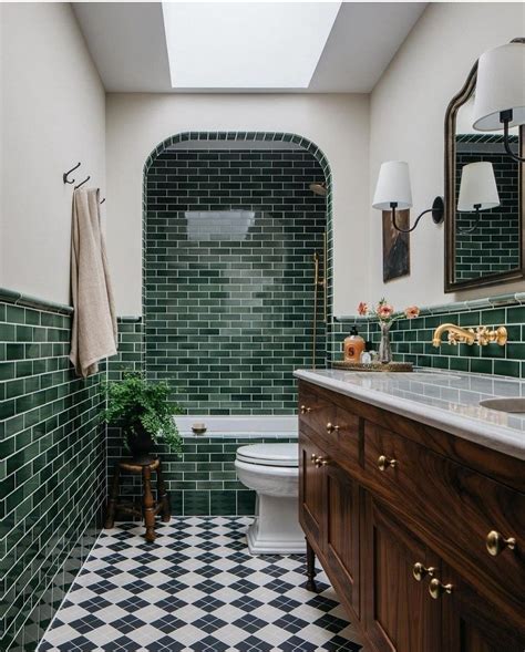 Green and White Subway Tile Shower