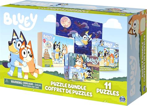 Buy Bluey 11 Puzzle Bundle Set, 8- and 24-Piece Wood, Fuzzy, Die-Cut ...