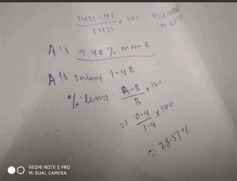 A salary is 40% more than B. How much percentage B's salary is less ...