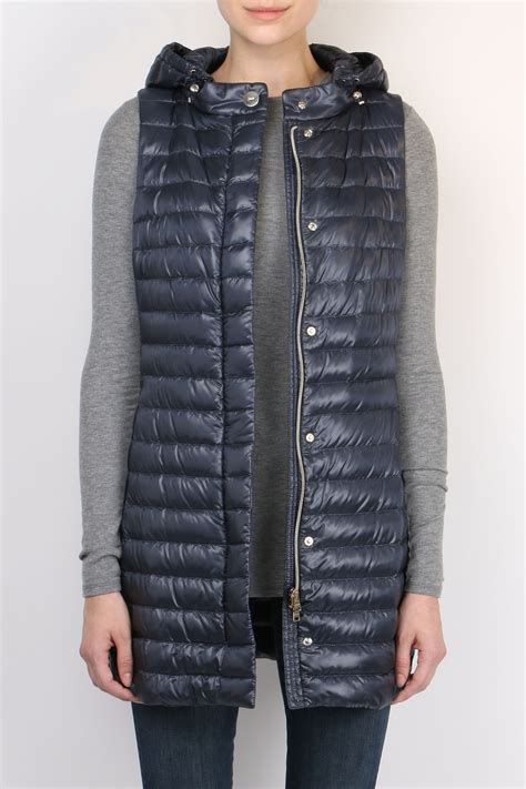 Herno Long Fitted Down Vest - Midnight | Garmentory
