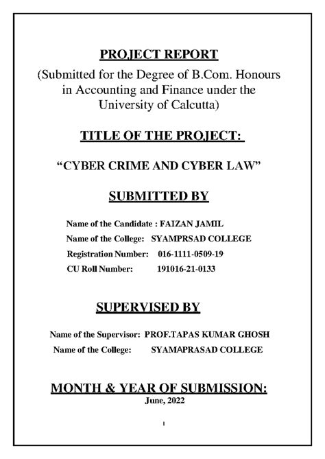 Cyber Crime and Cyber Law Project Report - B.Com. Honours - Studocu