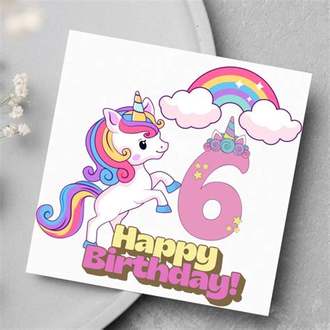 Happy Birthday 6th Birthday Unicorn Png Download, Png Birthday File ...