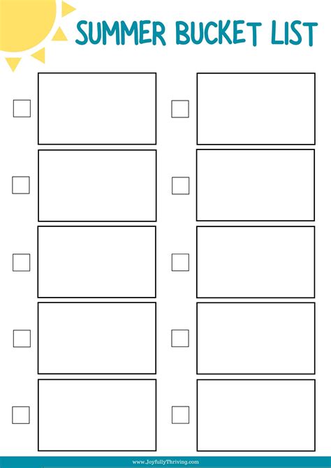 Printable Summer Bucket List Template at Fred Mounce blog