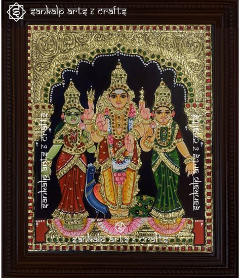 Murugan Valli Deivanai Tanjore Painting – SANKALP ARTS & CRAFTS
