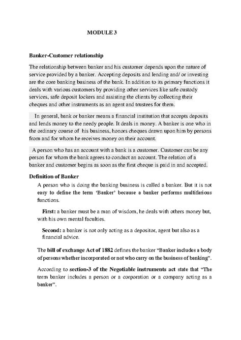 3 Module BMF - Lecture notes - MODULE 3 Banker-Customer relationship ...