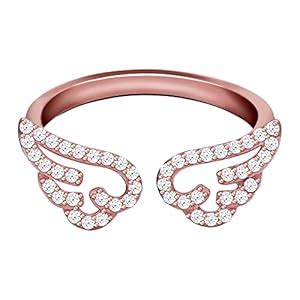 GIVA 925 Silver Rose Gold Angel Wings Ring, Adjustable | Gifts for ...