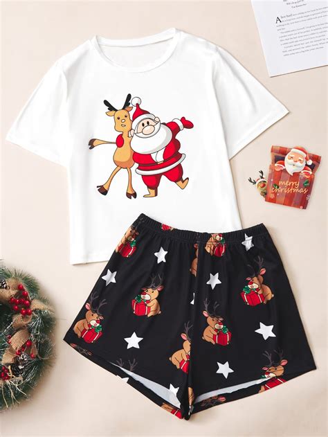 Christmas Print Tee & Shorts PJ Set | Pajama set, Cute christmas ...