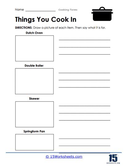 Image result for Basic Cooking Terms Worksheet